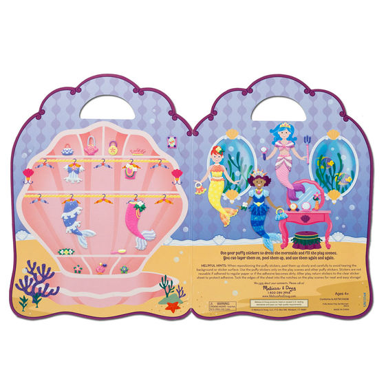 Mermaids 65 Reusable Stickers Melissa /& Doug Puffy Sticker Activity Book
