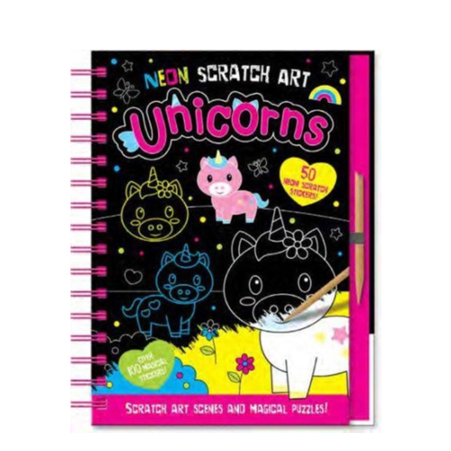 Neon Scratch Art Unicorns Owlbooks.dk