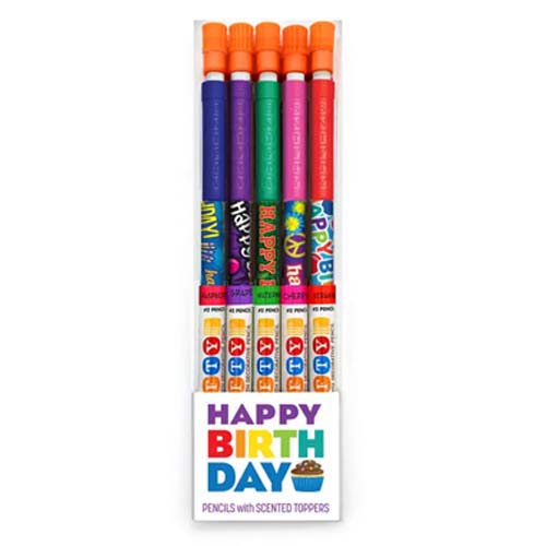 Happy Birthday Scented Pencil Toppers 5 Pack